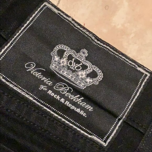 Victoria Beckham Rock & Republic Black Jeans Silver Crowns - Picture 6 of 11